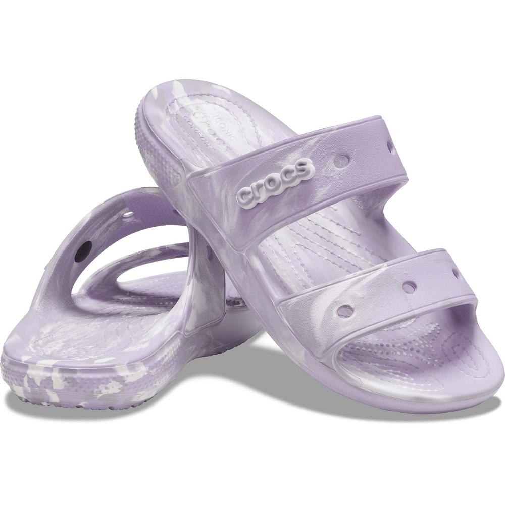 Purple Men's Crocs Classic Marbled Sandals | NZ 1242ZUTG